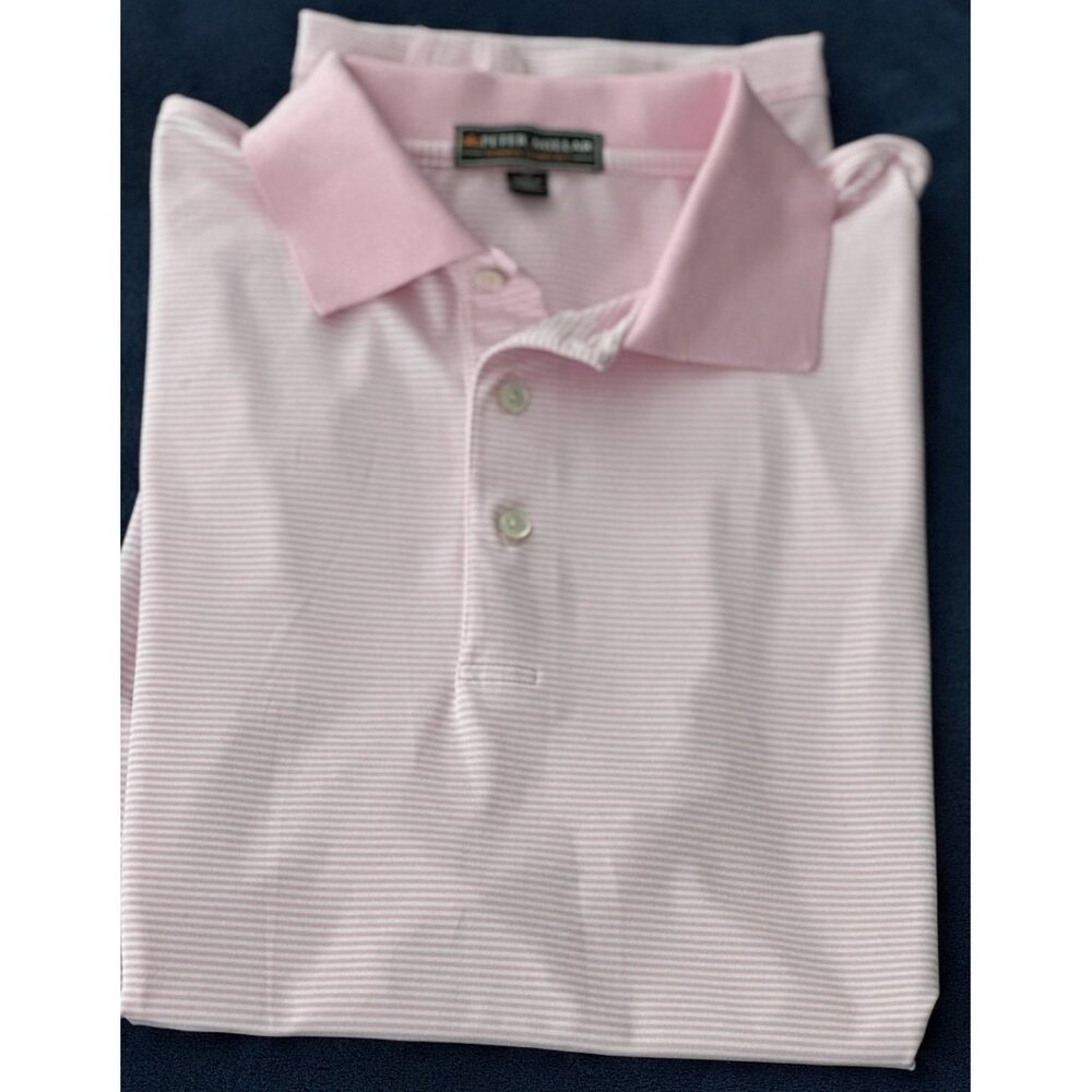Peter Millar Summer Comfort Polo Shirt Mens M Pink Striped Short Sleeve Golf